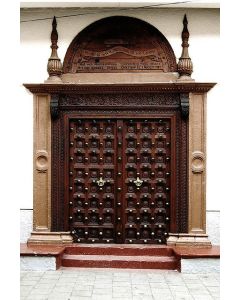Hand-Carved Moroccan Wood Double Doors | Solid Wood, Custom Dimensions