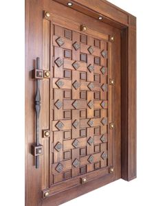 Moroccan Pattern Wood Door - Handcrafted, Elegant & Durable