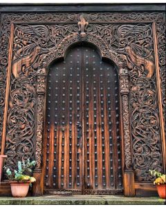 Moroccan Antique Double Wood Door 120 - Solid Customizable Design