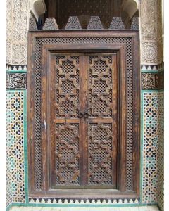 Vintage Moroccan Hand-Carved Solid Wood Door - High-Quality Craftsmanship