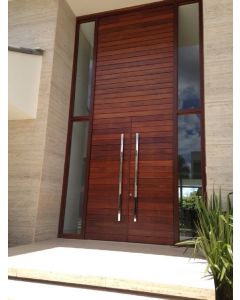 Elegant Modern Mahogany Front Door with Sidelites