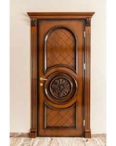 Exquisite Stained Wood Door for Modern Interiors - Handcrafted Moroccan Luxury