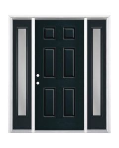 Navy Blue Wood Front Door 025 with Sidelites | Handmade in Morocco