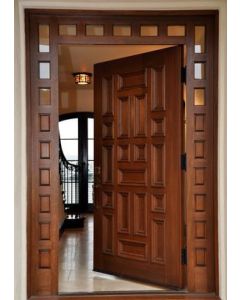 Exquisite Patterned Wood Front Door with Sidelites