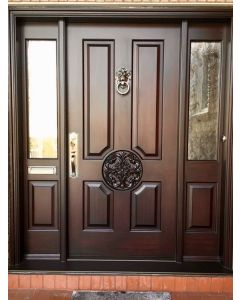 Solid Mahogany Front Door with 2 Sidelights - Luxury Entryway Solution