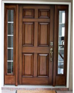 Premium Wood Front Door with Sidelites - Handcrafted in Morocco