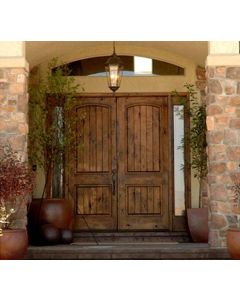 Rustic Double Wood Front Door - Handcrafted Moroccan Entryway Statement