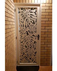 Carved Leaf Pattern Wood Door - Handcrafted in Morocco