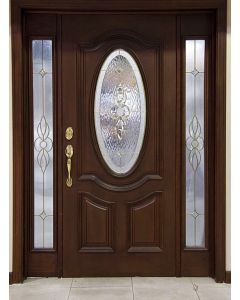 Dark Wood Front Door with Sidelites | Luxury Moroccan Craftsmanship