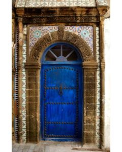 Blue Vintage Moroccan Solid Wood Door - Handcrafted High-Quality Beauty