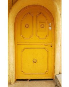 Vintage Moroccan Yellow Wood Door - Handcrafted Luxury