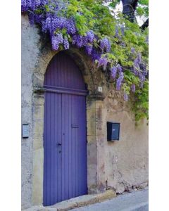 Luxury Violet Wood Door with Hand-Carved Stripes