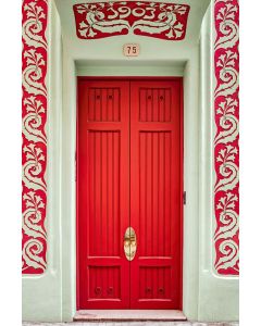 High-Quality Red Double Wood Door | Moroccan Craftsmanship