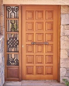 Artisan-Crafted Wood Door with Sidelight | Handmade in Morocco