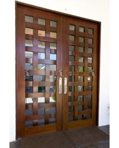 Braid Wood Front Double Door - Handcrafted Moroccan Wood Entry Door