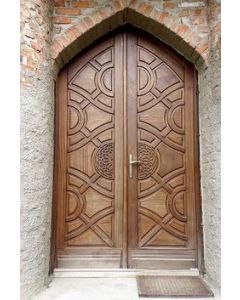 Moroccan Hand-Carved Double Wood Doors for Home Entryways