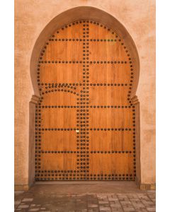Moroccan Arched Premium Wood Double Doors - Handcrafted Luxury