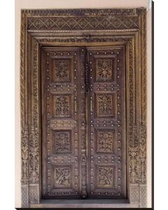 Vintage Moroccan Wood Double Doors | Handmade Solid Wood Craftsmanship