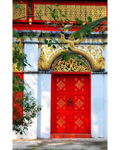 Red Moroccan Wood Double Doors | Premium Crafted & Handmade