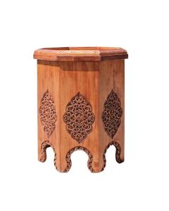 Hand-Painted Moroccan Wood Table with Moorish Arches