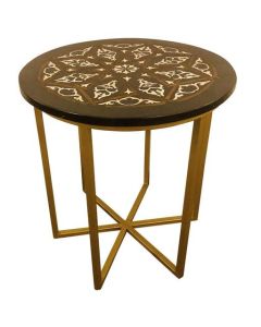 Octagonal Moroccan Cedar Wood Side Table - Handmade and Hand-Carved