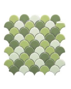 Moroccan White Olive Green Fish Scale Tiles