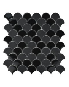 Captivating Moroccan Fish Scale Tiles in Black Mixed Finish
