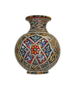 Moroccan Handcrafted Ceramic Vase - Vibrant Red & Blue Palette