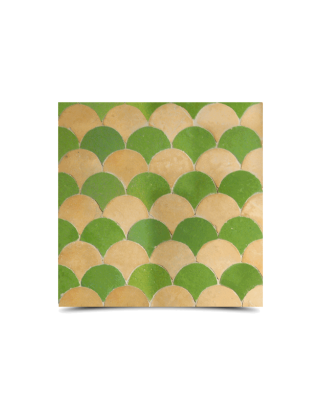 Moroccan Green & Beige Mosaic Tiles - Hand-Crafted Glazed Pattern