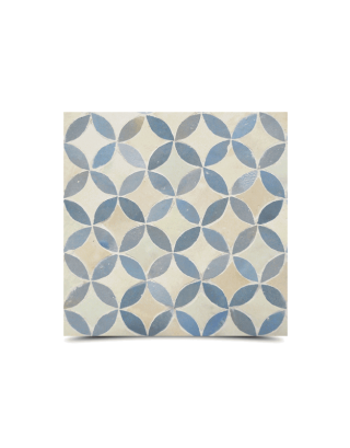 Moroccan Mosaic Pattern Blue & Beige Tiles - Handmade Geometric Design