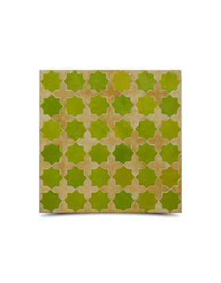 Moroccan Mosaic Green & Beige Star Pattern Tile