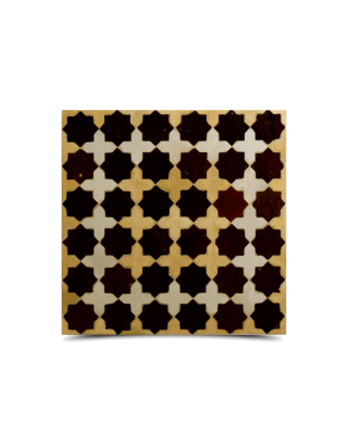 Moroccan Mosaic Sangria Red & Beige Vintage Tiles - Handcrafted Eight-Pointed Star Design