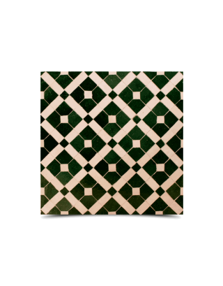 Moroccan Green & White Mosaic Tiles - Handcrafted Geometric Design