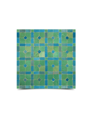 Moroccan Blue Green Mosaic Tiles - Handmade in Fes