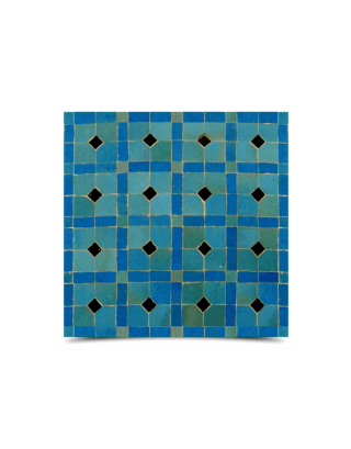 Handmade Moroccan Mosaic Blue & Black Tile - Geometric Design