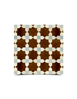 Enduring Moroccan Mosaic Brown & White Tiles - Vintage Elegance