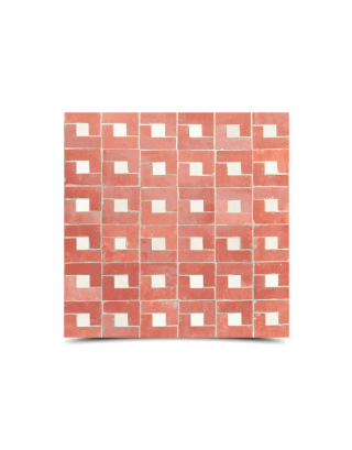 Moroccan Red & White Mosaic Tiles - Handmade Glazed Pattern