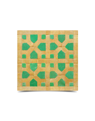 Moroccan Green & Beige Mosaic Tile Pattern - Handcrafted Elegance