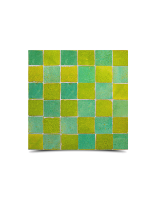 Moroccan Green & Yellow Mosaic Tiles - Premium Unglazed Matt Finish