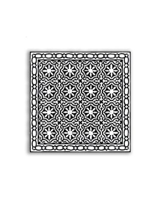 "Black and White Moroccan Cement Border - Intricate Floral and Geometric Motifs"