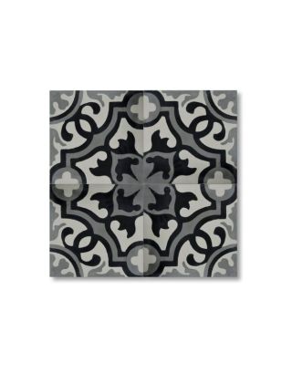 Moroccan Black Cement Tile Patterns - Elegant Floral Design