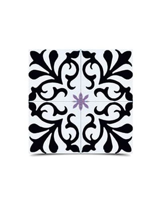 Moroccan Cement Floral Pattern Tiles - Black & White