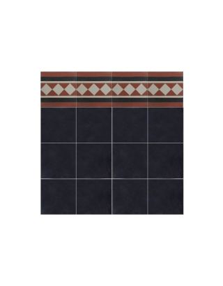 Moroccan Red & Black Cement Border Tiles - Elegant Lozenge Patterns for Kitchen & Bathrooms