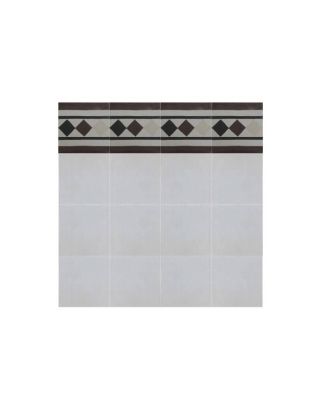 Elegant Black & White Moroccan Cement Border Tile