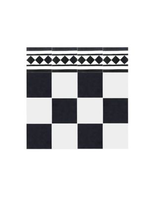 Moroccan Cement Border Tiles - White & Black Pattern, Durable & Stylish