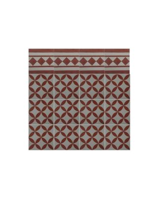 Moroccan Red & White Cement Border Tiles | Geometric Design