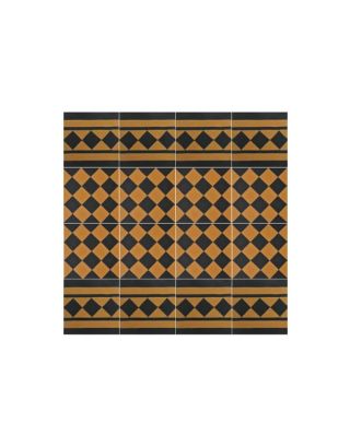 Moroccan Yellow & Black Cement Tile Border - 266 - Water-Resistant & Durable