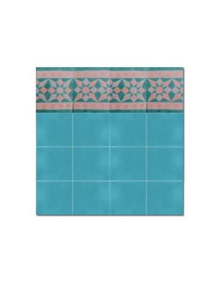 Moroccan Floral Cement Tile Border Pink & Blue - 60cm