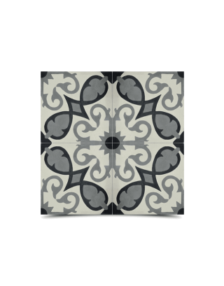 Moroccan Cement Tile Gray & Black - Elegant Floral & Geometric Patterns