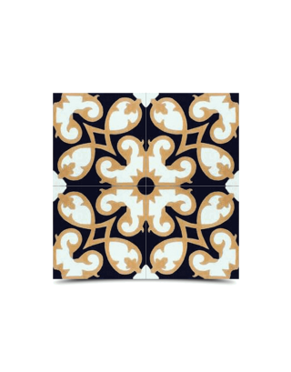 Handmade Moroccan Cement Pattern - White, Black & Beige